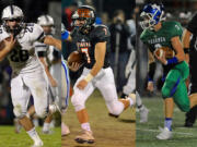 Blake Ingram of Skyview (from left), Gunner Talkington of Battle Ground and Anthony Ramirez of Mountain View will all be at Doc Harris Stadium on Monday night for the 4A GSHL tiebreaker.