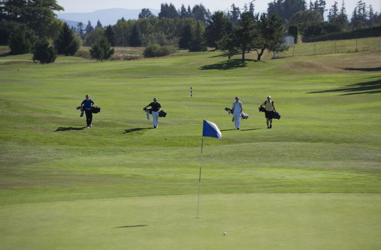 High School golfers play in the Jeff Hudson Invitational at Tri-Mountain Golf Course, Tuesday, September 11, 2012.