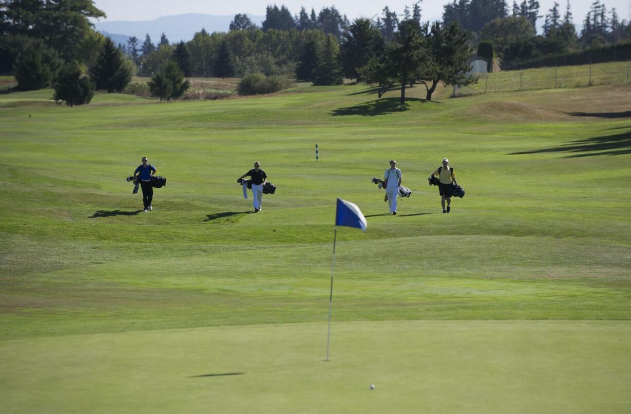 High school golfers play in last week's Jeff Hudson Invitational at Tri-Mountain Golf Course.