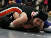 Washougal High School junior Sara Sanchez cinched in a quick pinfall victory to become the 124-pound Clark County champion Saturday, at Skyview High School.