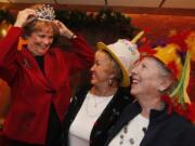 Sharon Rospo, left, Ruby Winter and Joyce Berkenstock, all of the Portage Lakes, Ohio, celebrate their November and December birthdays during a lunch in North Canton, Ohio, on Wednesday, December 12, 2012. Ruby has a lot of friends and spends time with as many of them as possible.