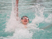 Kasey Calwell captured first place in the 200 individual medley (pictured above) and second place in the 100 breaststroke.