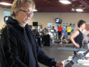 Marian Lilley worked out Monday, at LaCamas Swim &amp; Sport, in Camas. Lilley, 78, of Fern Prairie, has experienced two heart bypass surgeries. &quot;Exercise is very important,&quot; she said.