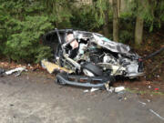 Photo by Washington State Patrol
The driver of this SUV drove the wrong way on the Interstate 5 southbound ramp to the Ridgefield Fairgrounds, crashing head-on into a big rig. She was arrested on suspicion of driving under the influence of intoxicants.