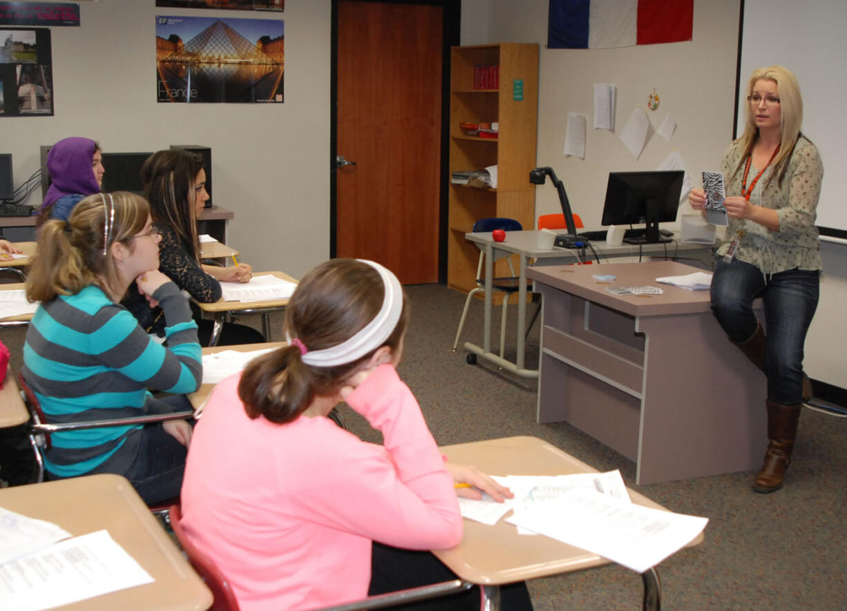 Nail technician and WHS graduate Tina Palmer shares her story with students on Career Day last week.