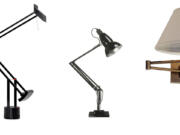 Classic lamps: From left, the Black Tizio Lamp; the Anglepoise Lamp Original 1227 desk lamp; and the swing-arm lamp in Hand-Rubbed Antique Brass.