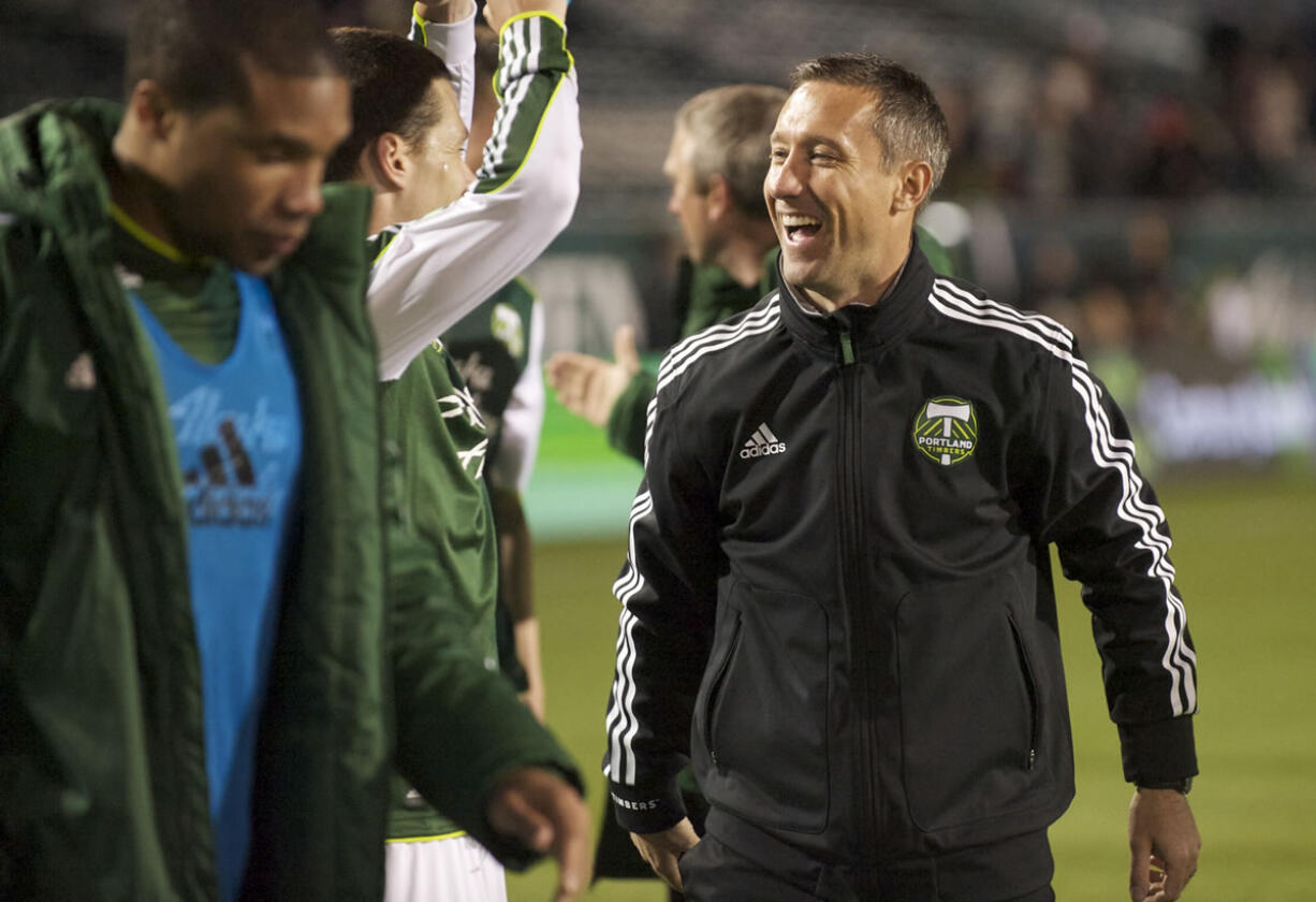 Portland Timbers coach Caleb Porter against San Jose, Sunday, February 17, 2013.