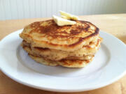 &quot;The New Comfort Food&quot; pancake recipe has a crazy amount of leavening, which quickly turns the batter into a delicious, doughy, sticky, air bubble-filled mass.