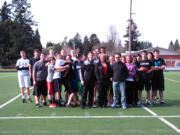 As the artificial turf at Fishback Stadium has reached its life expectancy, Washougal High School Turf Campaign members Kyle Eakins, Amanda Klackner and Rick Thomas (pictured left to right) designed a fundraiser to help the school district purchase a new turf field for Washougal students and athletes.