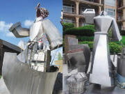 The &quot;Wendy Rose&quot; statue was unveiled with a head, left, in 2007.