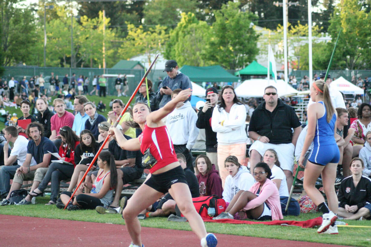 Amber Corbett threw the javelin for a personal best 129 feet, 10 inches.