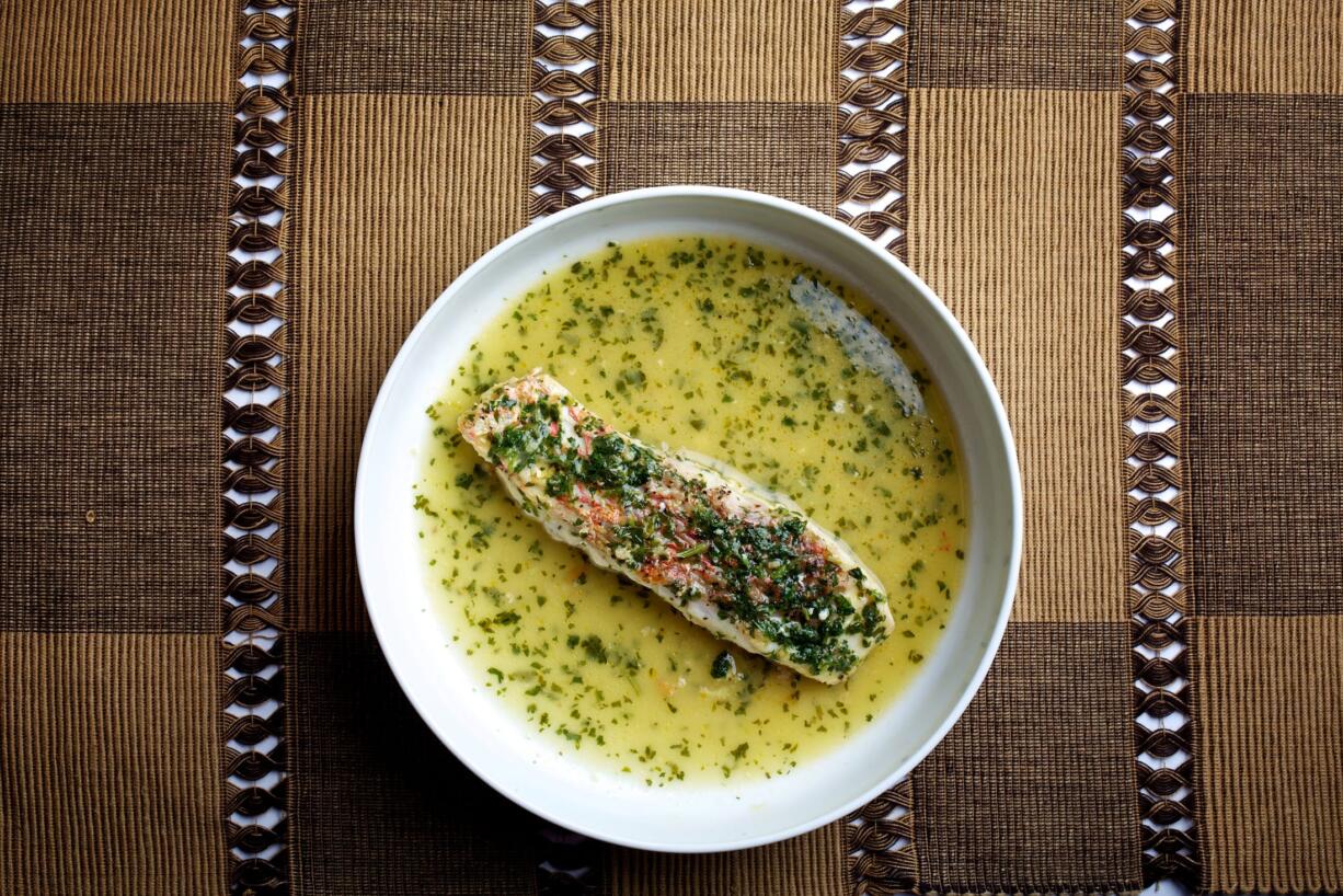 Quick-Braised Snapper in Cilantro Broth.