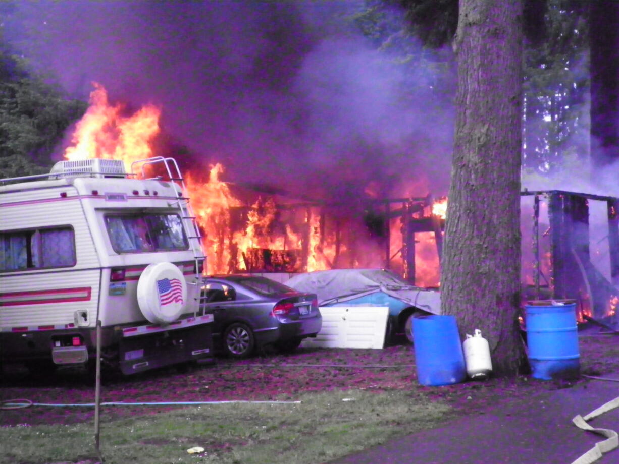 A fire Monday afternoon burned a shop near Northeast 117th Street and 50th Avenue.