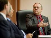 Clark County Commissioner Tom Mielke, right, takes part in a county hearing meeting in  2009.