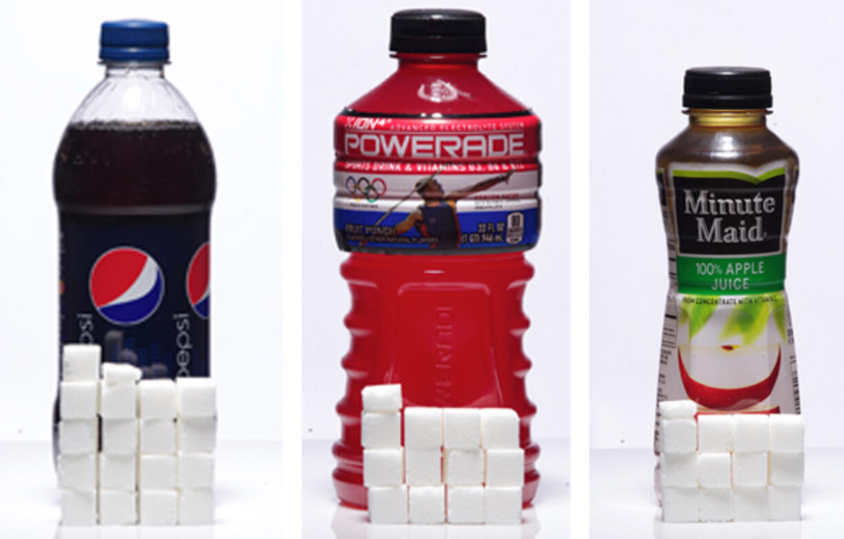 Experts thinks consumers may not realize how much sugar is actually in many common drinks. A 20-ounce Pepsi has 17.25 teaspoons of sugar. Powerade - Fruit Punch has 12.5 teaspoons; Minute Maid Apple Juice has.