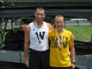 Former Vancouver Lake Crew teammates Reiner Hershaw, left, of Washington and Navy's J.C.