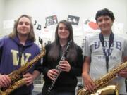 CHS seniors, from left, Paul Cooper, Annie Kanicki and Sam Svilar will march in the University of Washington band this coming fall.