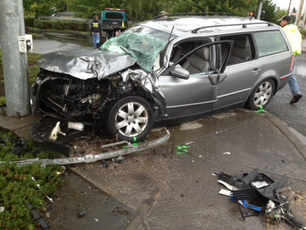 Clark County Sheriff's Office
A vehicle sits damaged after a two-car collision in Hazel Dell, Four people were hospitalized.