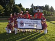 The district champion Camas Little League 9- and 10-year-old All-Stars reached the state tournament, in Oak Harbor. Players are Blake Bell, Jake Blair, Zachary Blair, Luke Jamison, Cameron Miller, Hayden Peterson, Braden Sanville, Zachariah Shaw, Kandi Shimada, Caleb Shira, Cameron Smith and Caden Werlich.