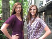 Identical twins Brandi (left) and Brittni Nester have kept busy modeling handbags and designer clothing this summer.