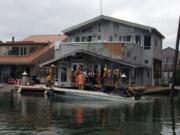 A 30-foot yacht caught fire at a floating home community on Hayden Island, east of the Jantzen Beach shopping area.