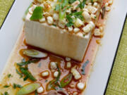 Chilled Tofu With Spicy, Crunchy Topping.