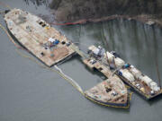 The Davy Crockett barge, shown in March 2011, spurred a $22 million cleanup effort on the Columbia River.