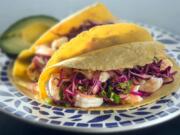 Tequila brings a bite to the marinade for this recipe of shrimp tacos.