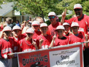 The Camas Outlaws captured the Junior Baseball Organization's Midget American State Championship July 14, in Corvallis, Ore. Players are Nate Adams, AJ Anhorn, Drew Fishburn, Morgan French, Brig Griffin, Chase Howington, Jake LeBlanc, Ty Mairs, Mason Packer, Easton Rheaume, Ethan Tobey and Tyler Willis.