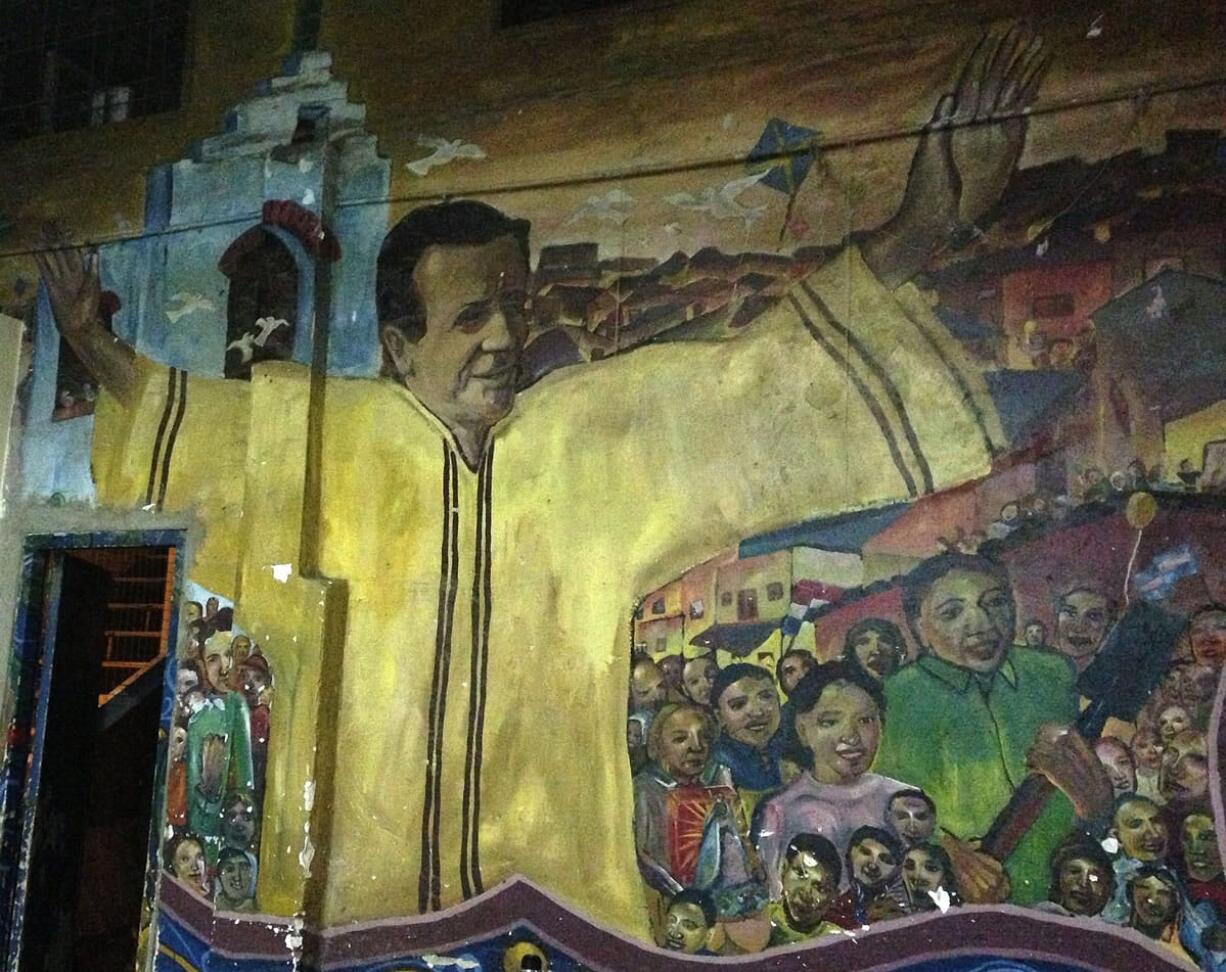 A mural decorates a wall in the slums of Buenos Aires, Argentina, in July.