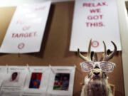 Sunglasses adorn a jackalope mounted near the entrance of Target's new tech research and development facility in Minneapolis, Minnesota. The company is trying to foster a culture of innovation to keep up with rapidly changing technology. Contests reward employees for submitting new ideas.