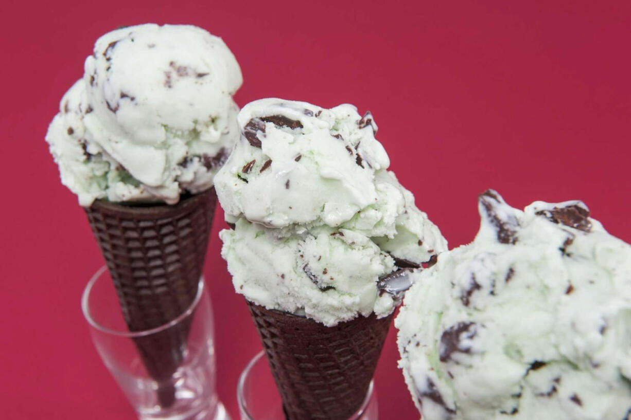 Frozen yogurt, such as this Mint-Chocolate Chunk, is a quick and easy at-home summer dessert.