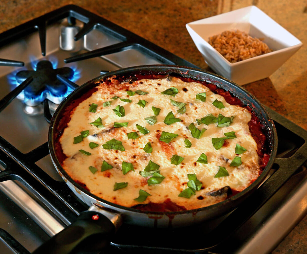 Cutting eggplant into smaller cubes allows a quicker cooking time to Eggplant Parmesan.