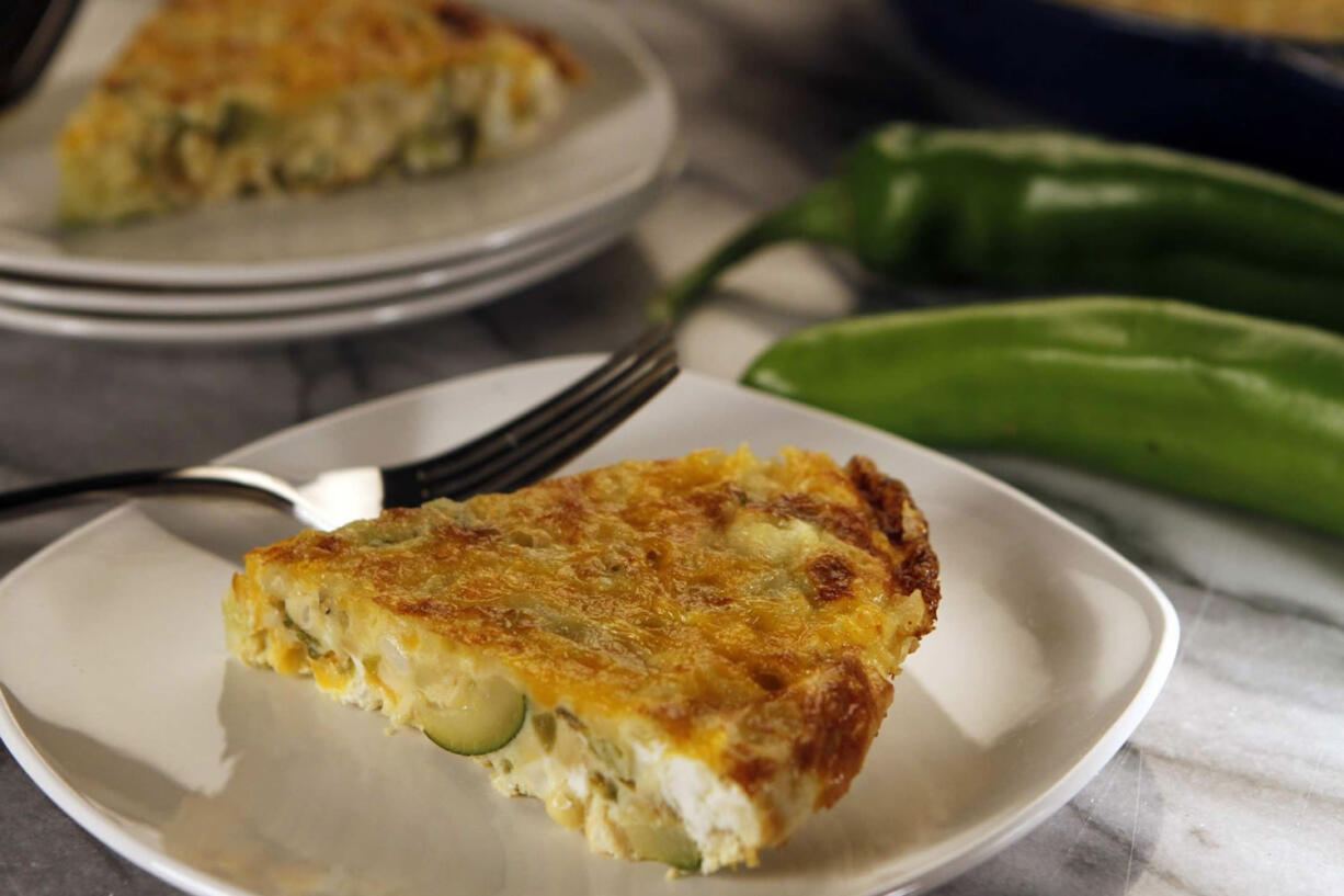 Photos by Glenn Koenig/Los Angeles Times
Green chile is a reminder of life's simple pleasures. Here, Green Chile, Corn and Zucchini Frittata.