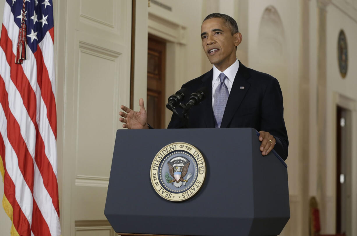 President Barack Obama addresses the nation in a live televised speech Tuesday from the East Room of the White House in Washington.