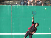 JJ Jung of Camas lost the first set 0-6, before rattling off a 6-2, 6-4 victory against Washougal's Andrew Bastian Wednesday.