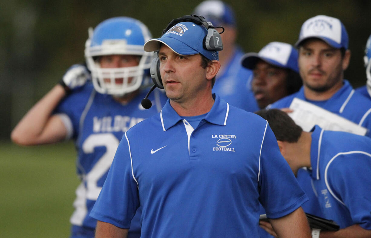 La Center head coach John Lambert coaches his 100th win against Stevenson.