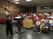 Christian Berrigan leads a PCO Liberty Alliance strategy meeting inside Foster Auditorium at Clark College in September 2012.