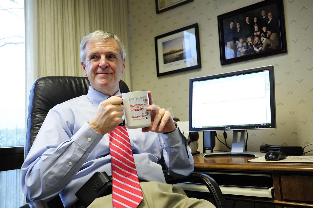 Larry Paulson sits in his office at the Port of Vancouver in April 2012, shortly before his retirement.