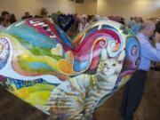 Super-Cat-A-Licious by artist Amelia Opie was one of the first heart statues to greet visitors during an artist reception for The Beat Goes On - HeArts of Clark County fundraising campaign in July.