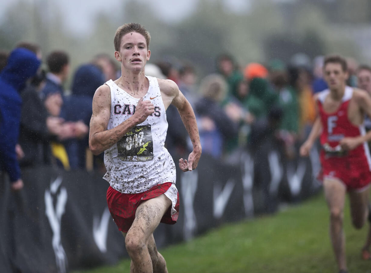 It was a wet, muddy course on Saturday at Portland Meadows, but as Camas' Riley Hine put it: &quot;State is in November, and this is about as November as it gets in September.&quot;