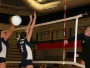 The volleyball comes off the fist of Brindl Langley like a speeding bullet.