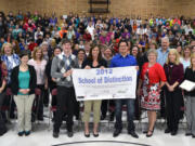 Ridgefield: Staff and students of South Ridge Elementary School celebrate being labeled a &quot;2012 School of Distinction&quot; at an assembly April 10.