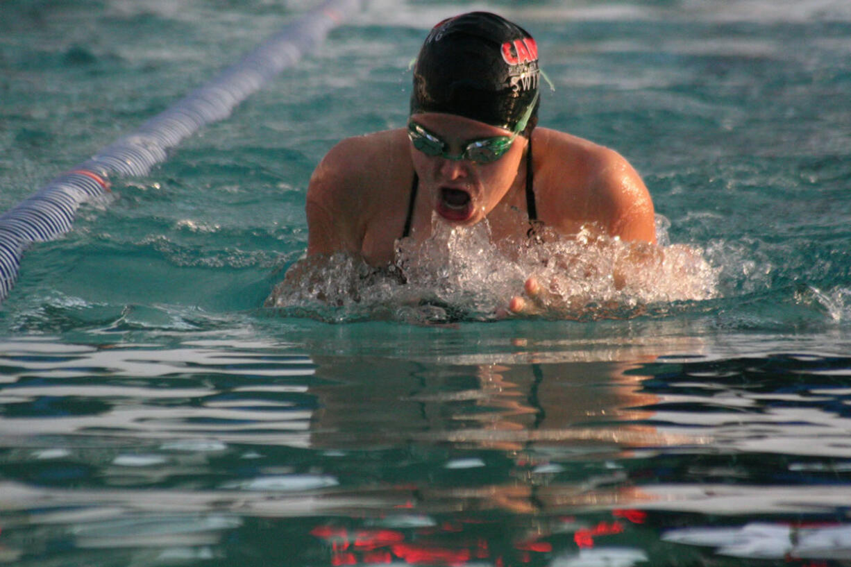 Corrine Bintz cuts through the water as the sun shines on her back Wednesday, at the Grass Valley Aquatics Center.