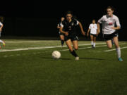 Savanna Joyce sets her sights on the soccer ball for the Papermakers. Camas and Union battled to a draw Oct.