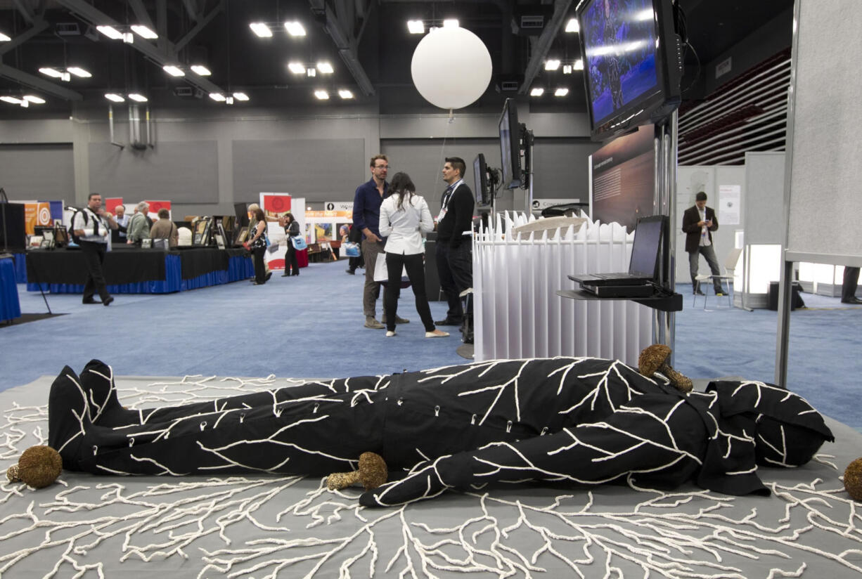 Photos by Jay Janner/Austin American-Statesman
A mushroom burial wrap is displayed Oct. 22 at the National Funeral Directors Association International Convention and Expo in Austin, Texas.