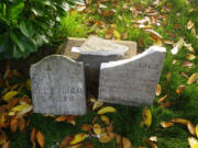 Photo courtesy of the City of Camas
The gravestone of Alexander Stuber, who lived from 1866 to 1908, was the only one that was broken as a result of vandalism at the Camas Cemetery last week. Fourteen other markers were placed back on their pedestals Friday.