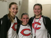 Camas' Madison Freemon, Meghan Finley, and Courtney Clemmer.