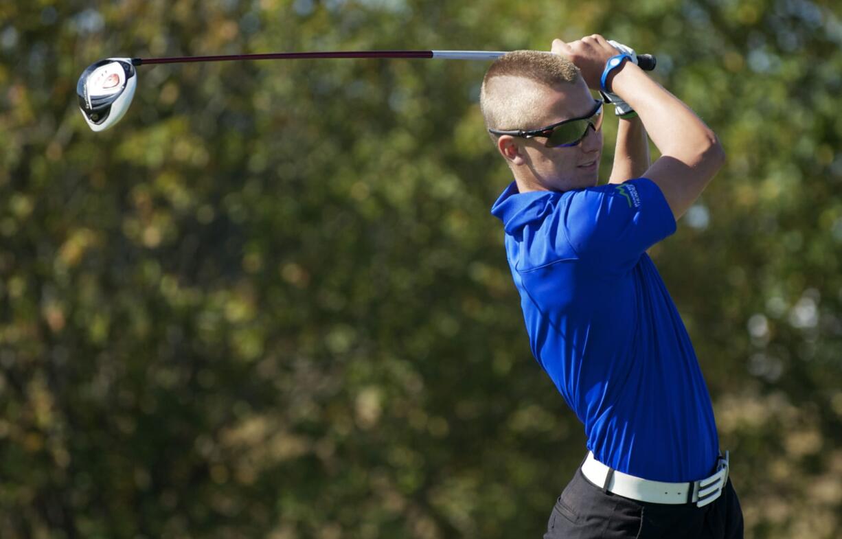 Mountain View's Taylor Smith tees off at Tri-Mountain Golf Course, where he hopes to return to next May at the 3A state tournament.