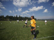 Union's Carlee Maluenda practices with her team on Friday.